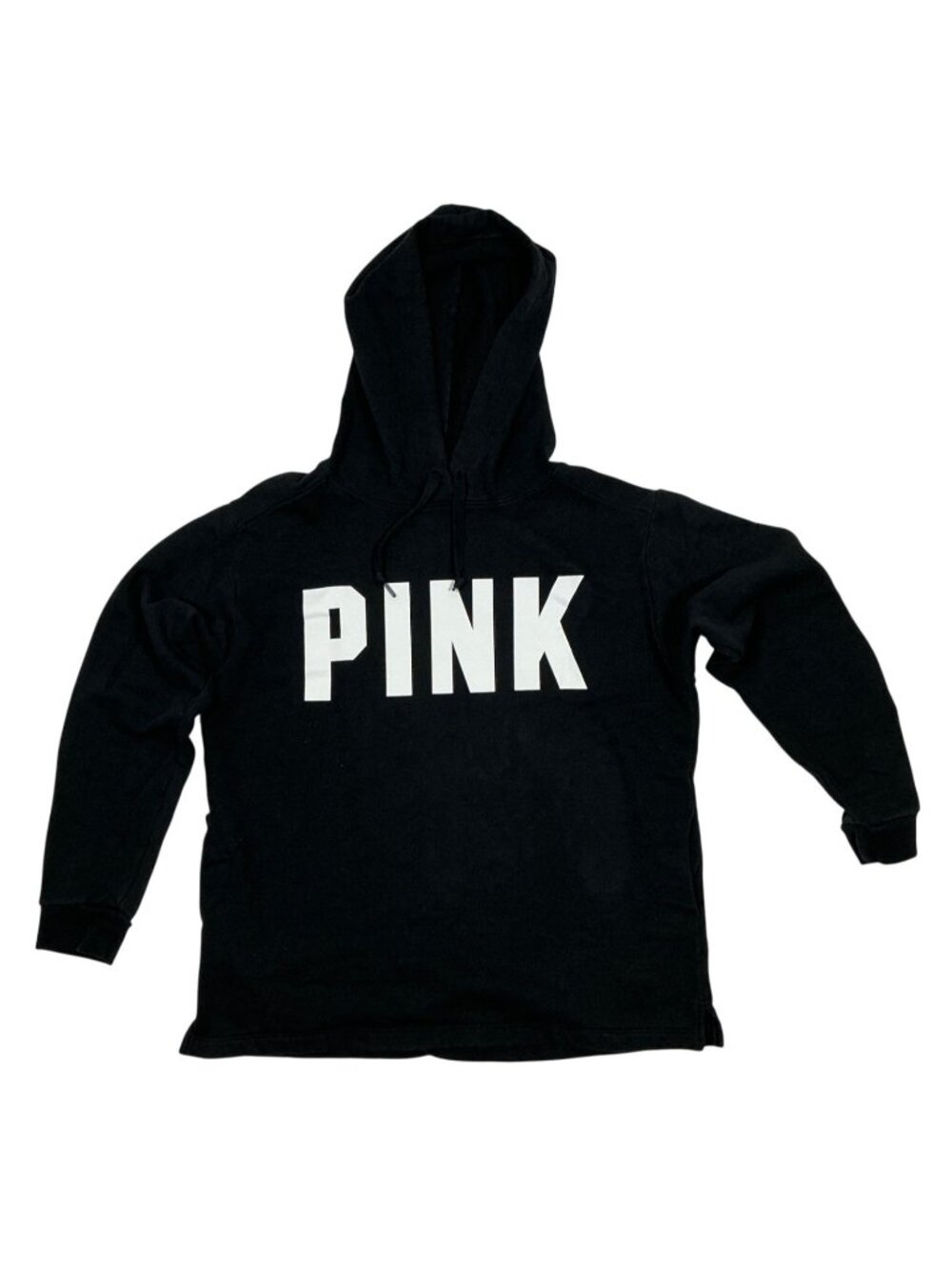 PINK Victoria’s Secret Women’s Black Stretch Pullover Hoodie | Cotton Blend | Si